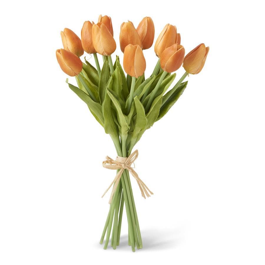 K&K Interiors Botanicals Orange 13.5 Inch RealTouch Mini Tulip Bundle