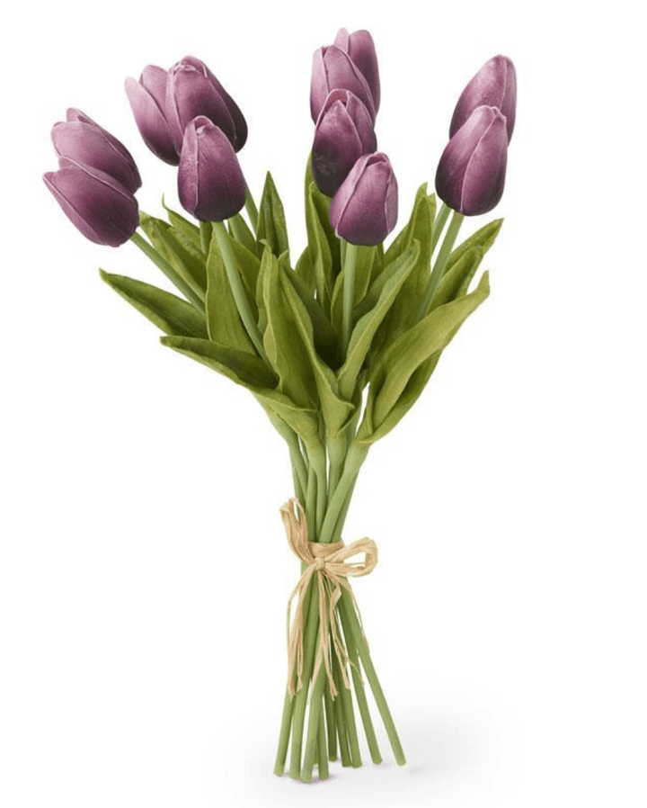 K&K Interiors Botanicals Purple 13.5 Inch RealTouch Mini Tulip Bundle