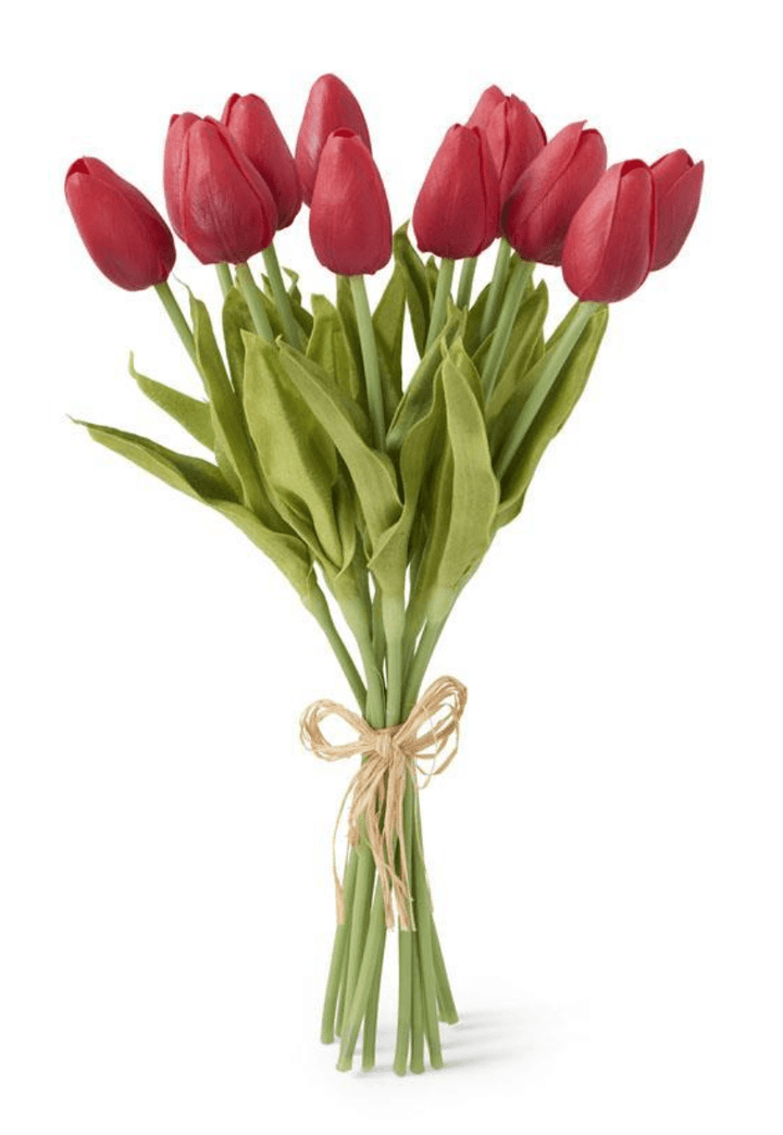 K&K Interiors Botanicals Red 13.5 Inch RealTouch Mini Tulip Bundle