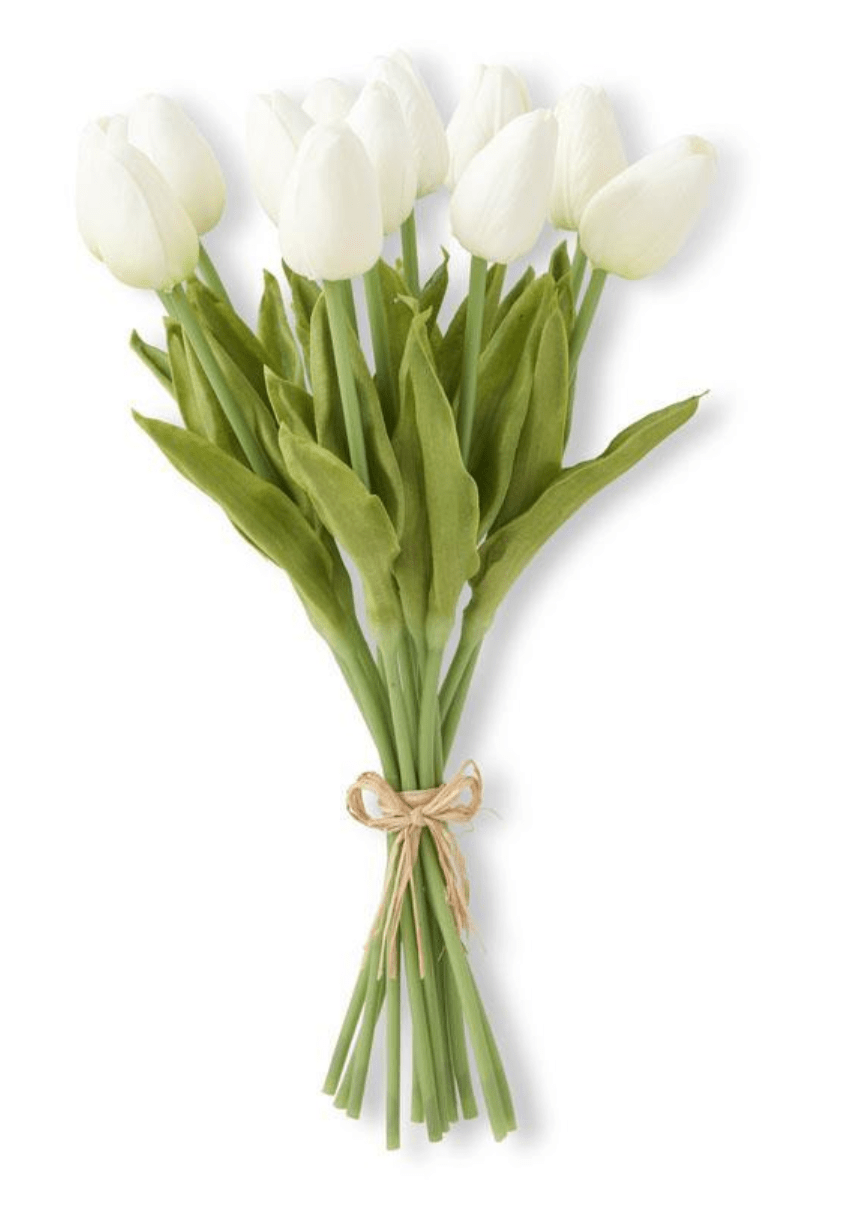 K&K Interiors Botanicals White 13.5 Inch RealTouch Mini Tulip Bundle