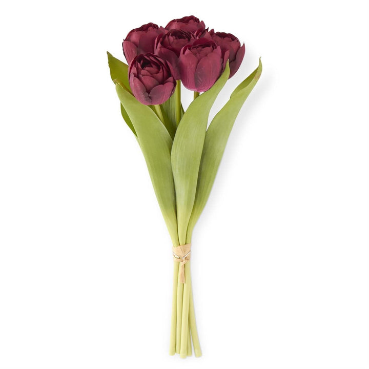 K&K Interiors Faux Flowers Red 13 Inch Real Touch Tulip Bundle (6 Stem)
