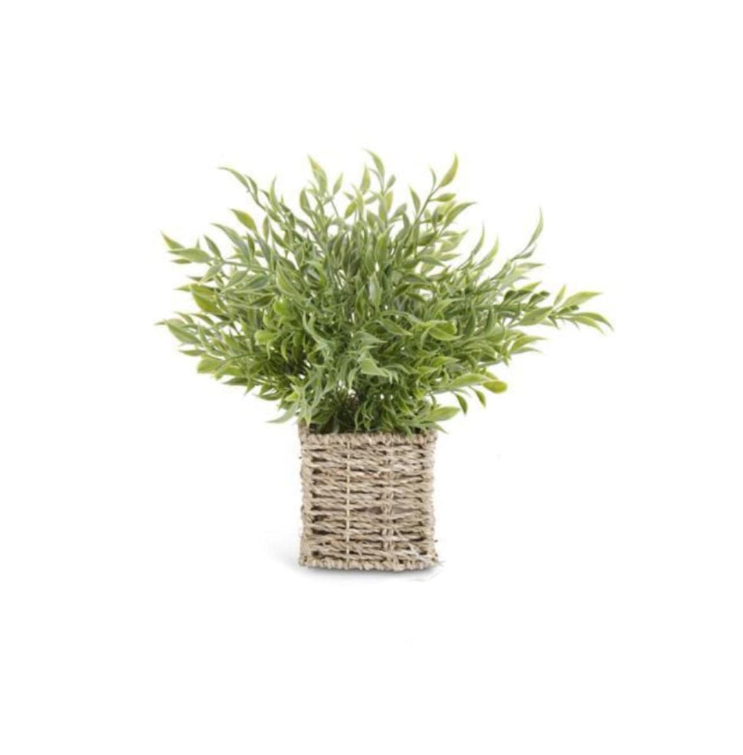 K&K Interiors Foliage 1 12 Inch Faux Herb in Woven Basket