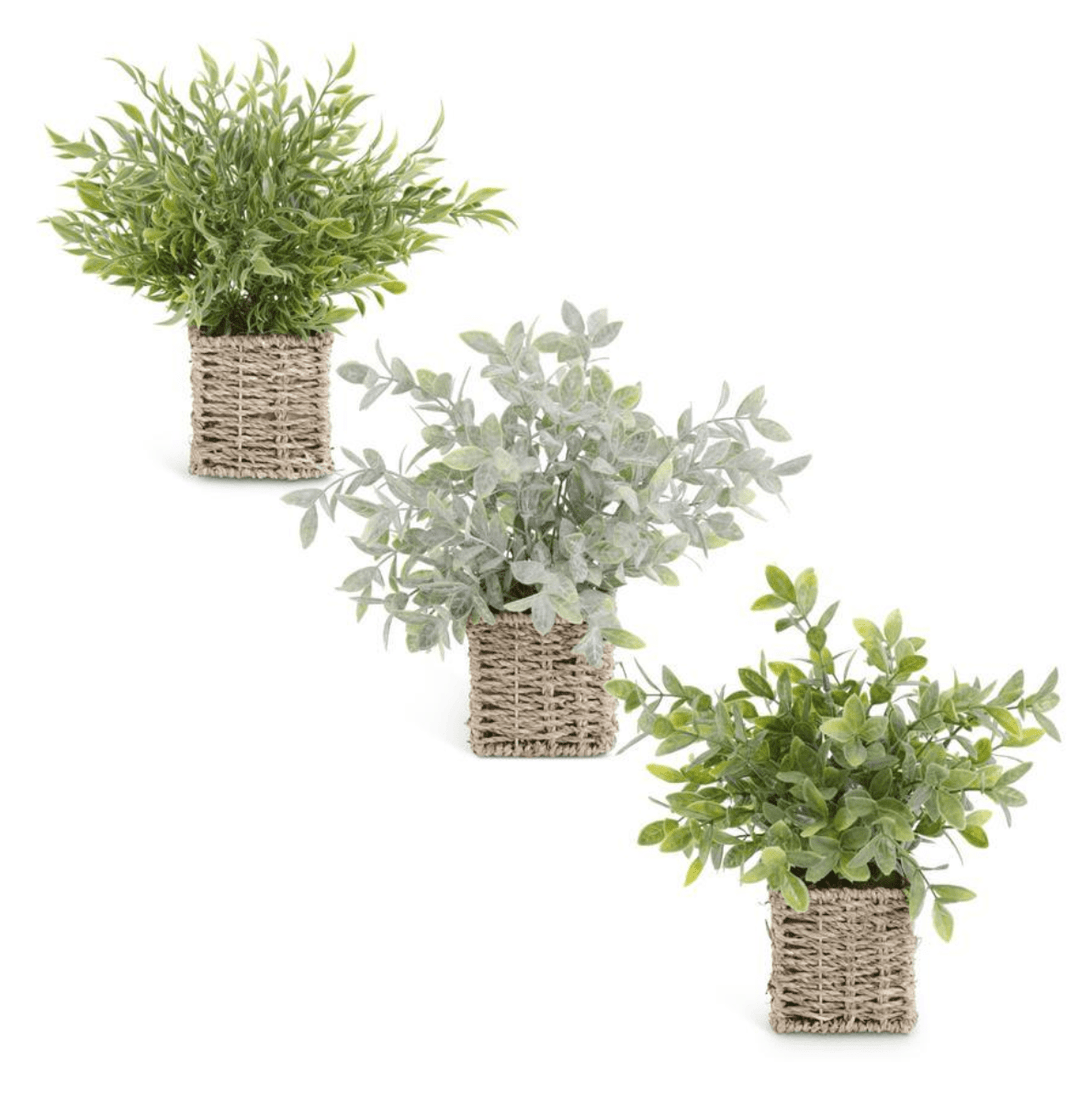 K&K Interiors Foliage 12 Inch Faux Herb in Woven Basket