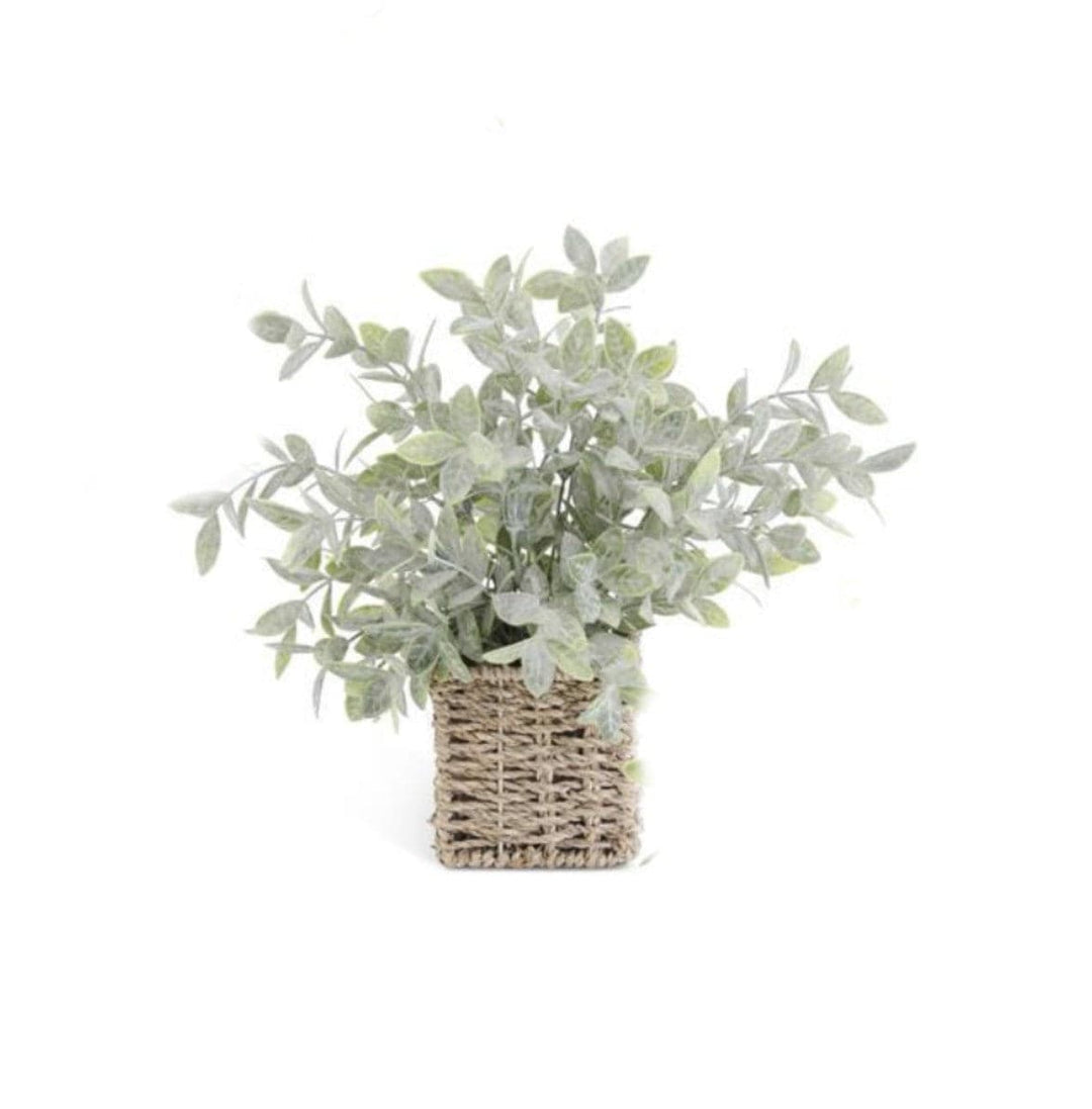 K&K Interiors Foliage 2 12 Inch Faux Herb in Woven Basket