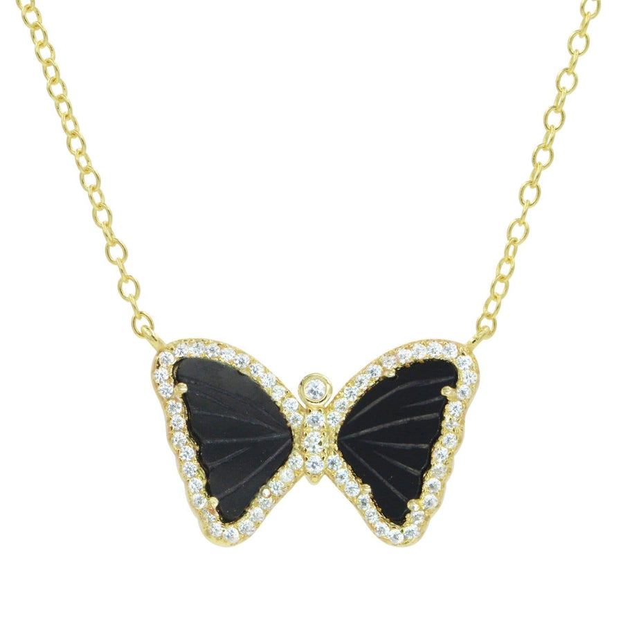 KAMARIA Necklace Mini Butterfly Necklace - Black Onyx