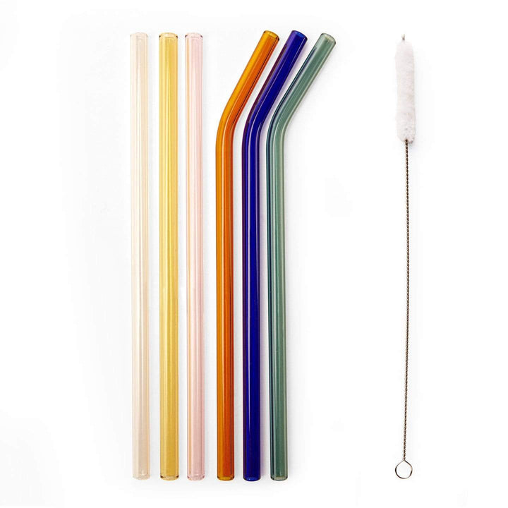 Kikkerland Straws Colorful Reusable Glass Straws