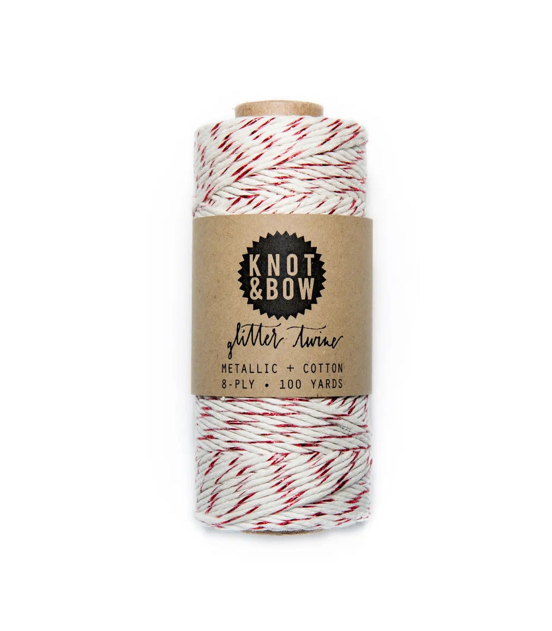 Knot & Bow Ribbon Red Natural Glitter Twine