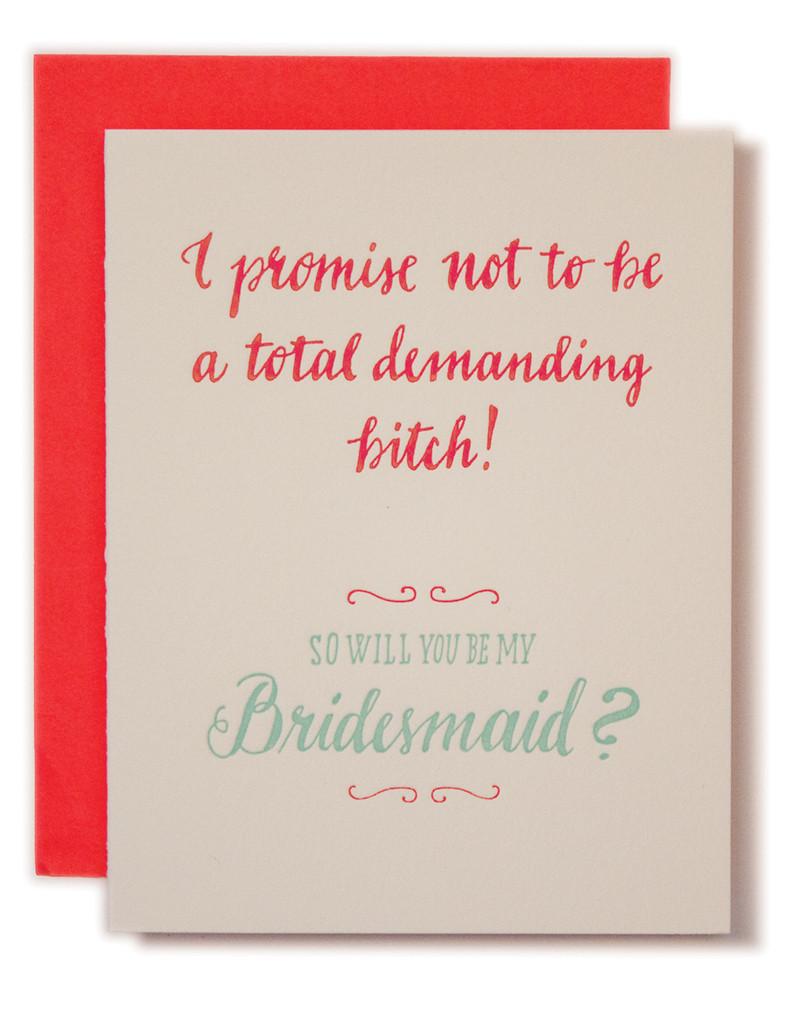 Ladyfingers Letterpress Card Will You Be My Bridesmaid?