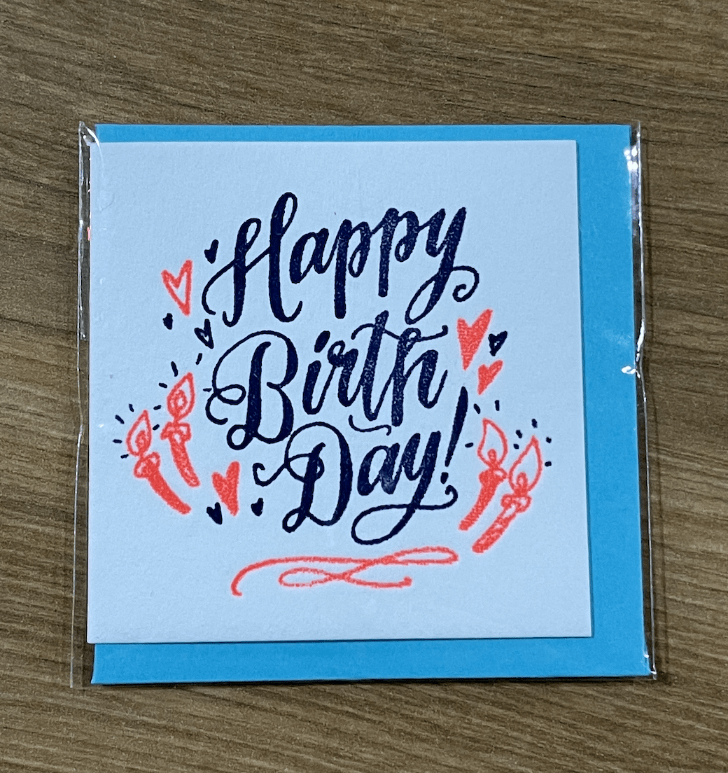Ladyfingers Letterpress Enclosure Card Happy Birthday Tiny Card