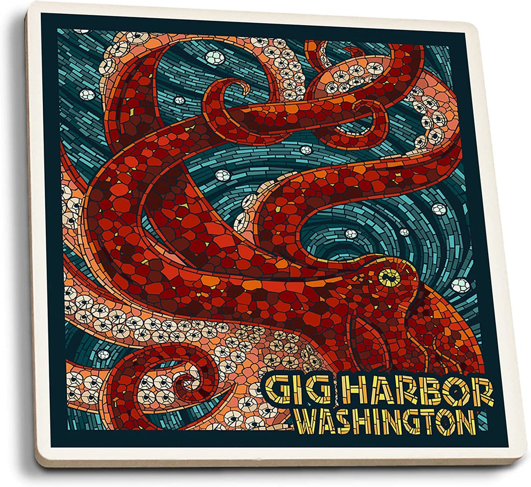 Lantern Press Coasters Gig Harbor WA - Mosaic Octopus Coaster