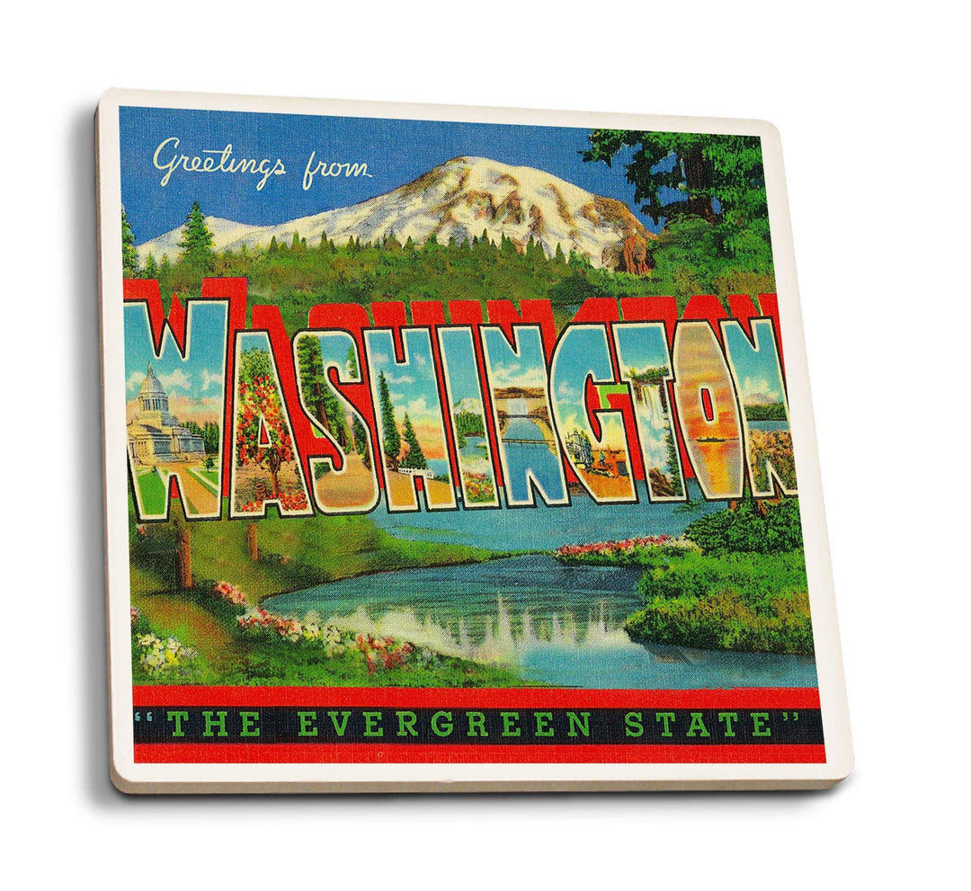 Lantern Press Coasters Greetings from Washington State - The Evergreen State Coaster