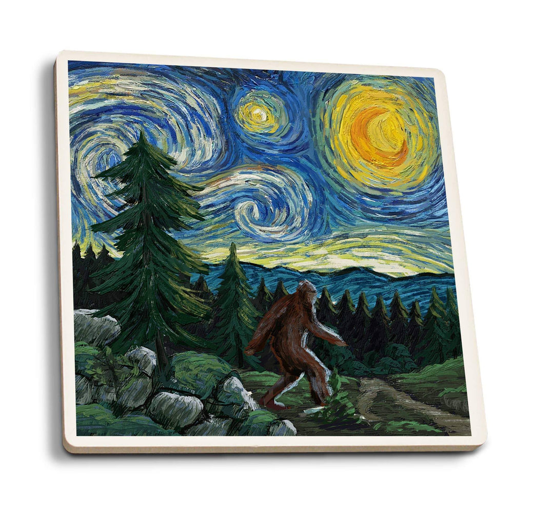 Lantern Press Coasters NW Van Gogh Starry Night Bigfoot Ceramic Coaster