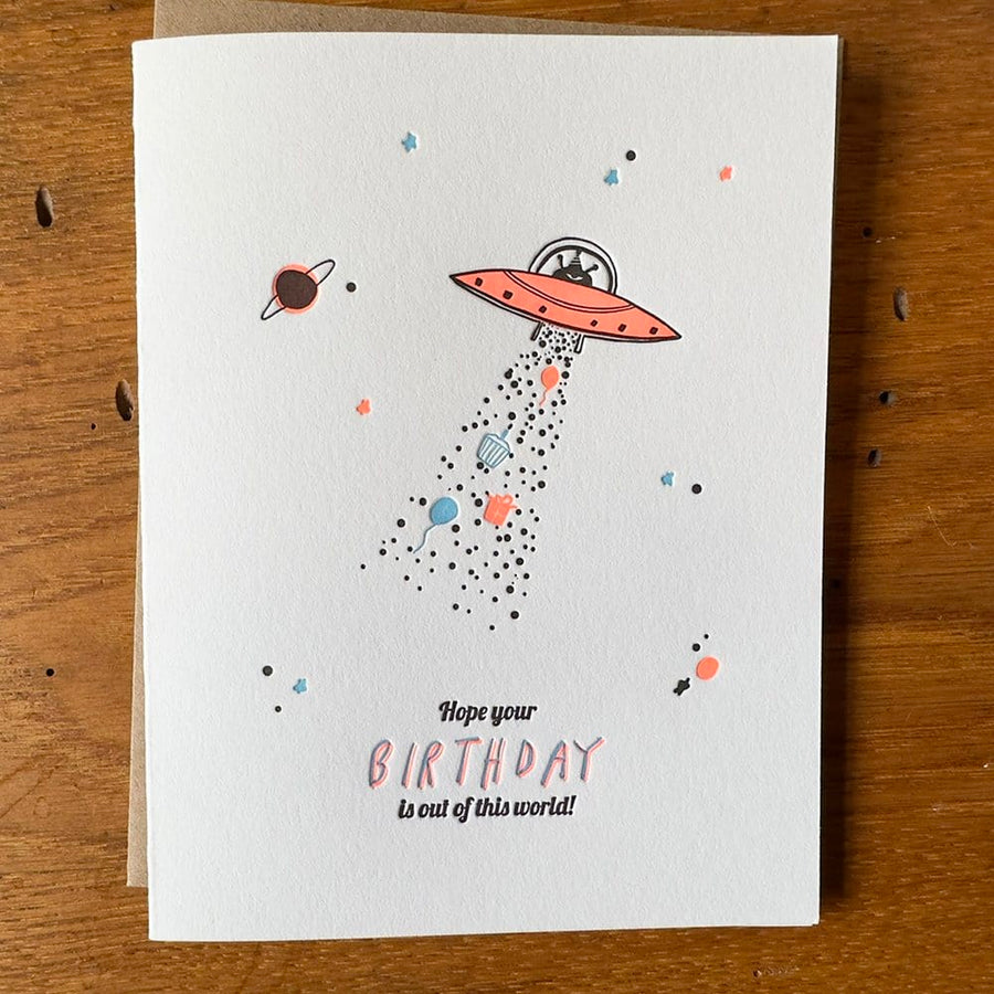 Lark Press Card Happy Birthday Flying Saucer Card
