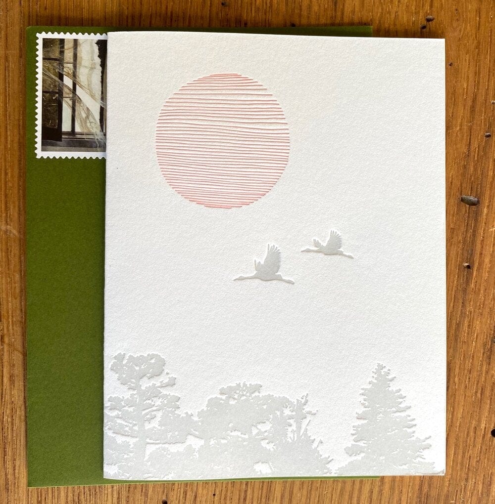 Lark Press Card Japanese Cranes Card