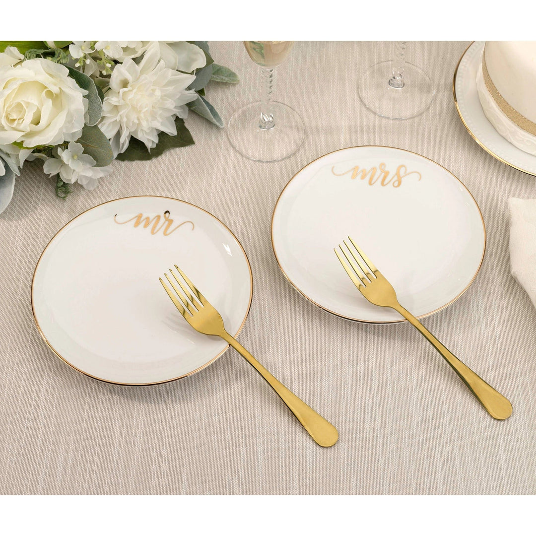 Lillian Rose Wedding Lillian Rose Mr and Mrs Cake Plates with 2 Forks