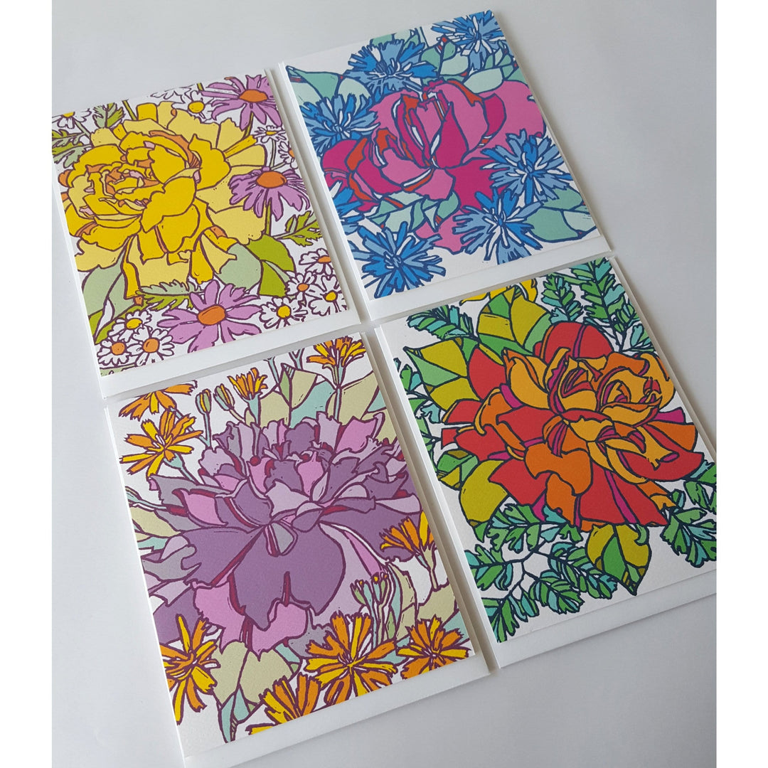 Little Green Boxed Card Set Assorted Botanical Rose Blank Note Card Set of 8