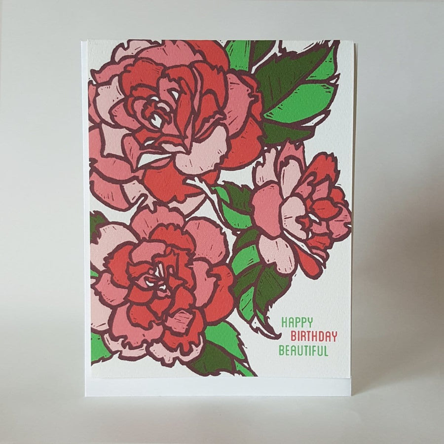 Little Green Card Birthday Beautiful Floral Greeting Card
