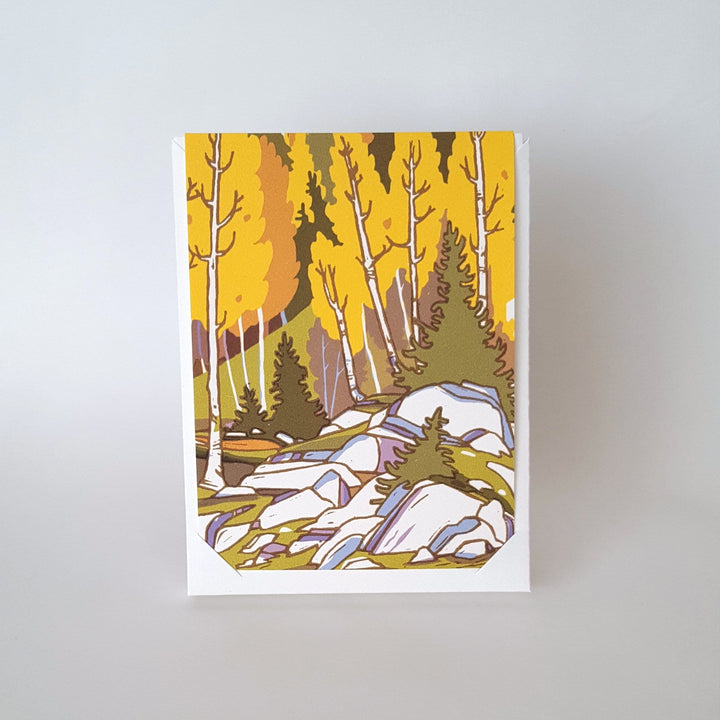Little Green Card Fall Aspen Landscape Blank Card