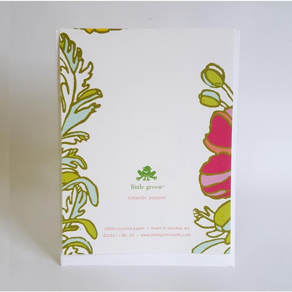 Little Green Card Icelandic Poppies Floral Blank Card