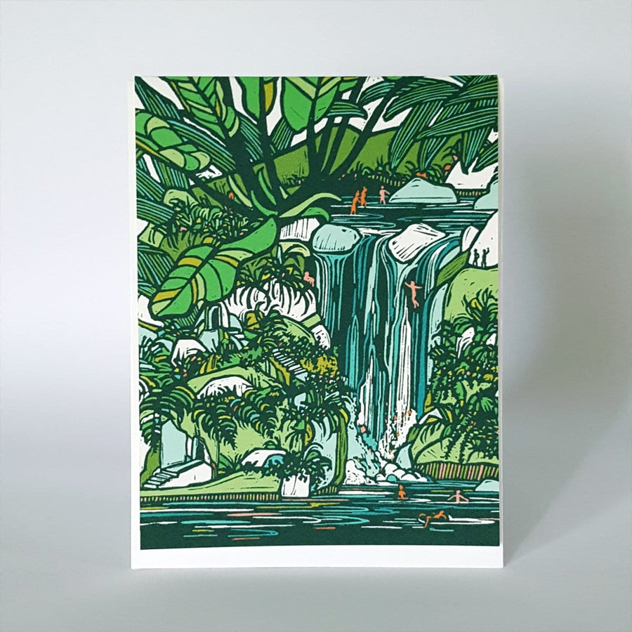 Little Green Card Tropical Waterfall Living Card