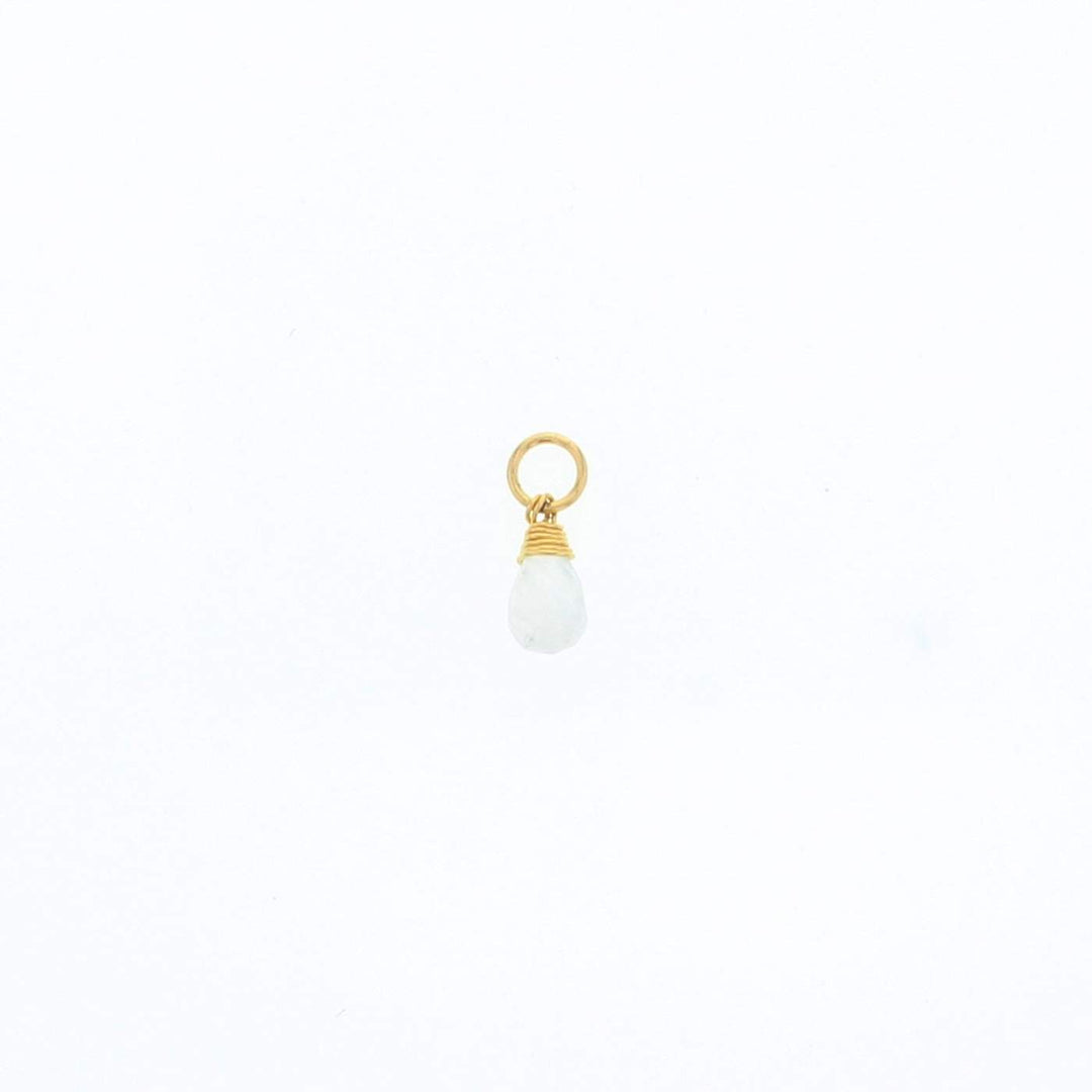 Lotus Jewelry Studio Charm October - White Moonstone Gold Natural Birthstone Charms
