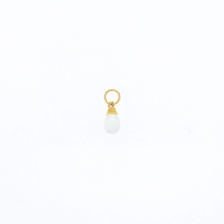 Lotus Jewelry Studio Charm October - White Moonstone Gold Natural Birthstone Charms