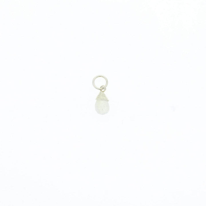 Lotus Jewelry Studio Charm October - White Moonstone Silver Natural Birthstone Charms