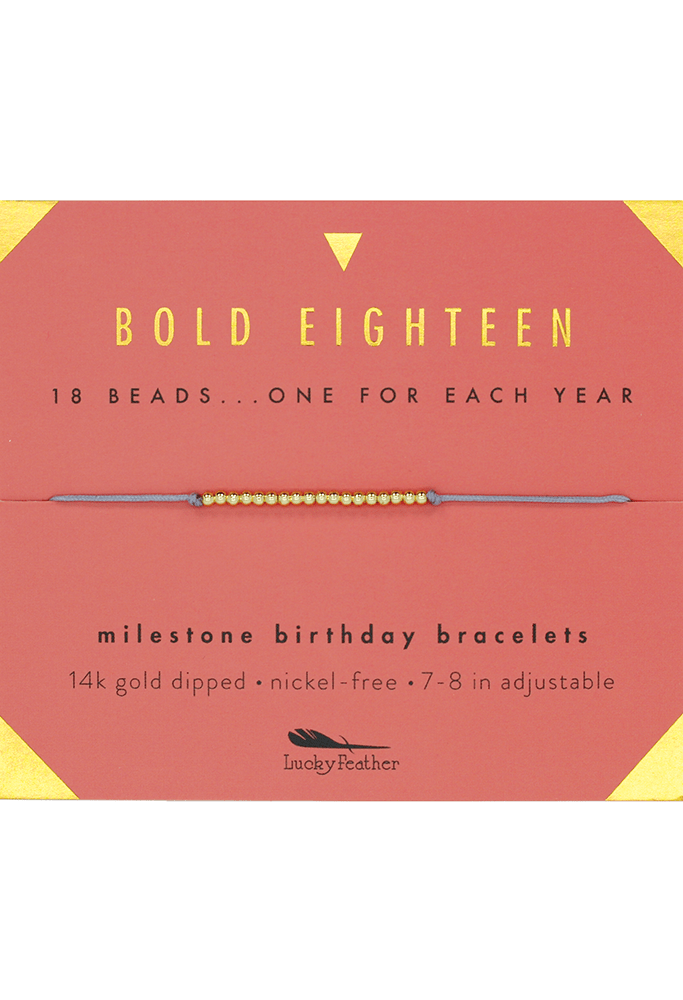 Lucky Feather Bracelet Birthday Milestone Bracelet - Bold Eighteen