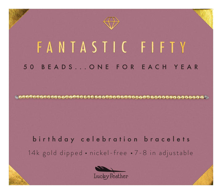 Lucky Feather Bracelet Birthday Milestone Bracelet - Fantastic Fifty