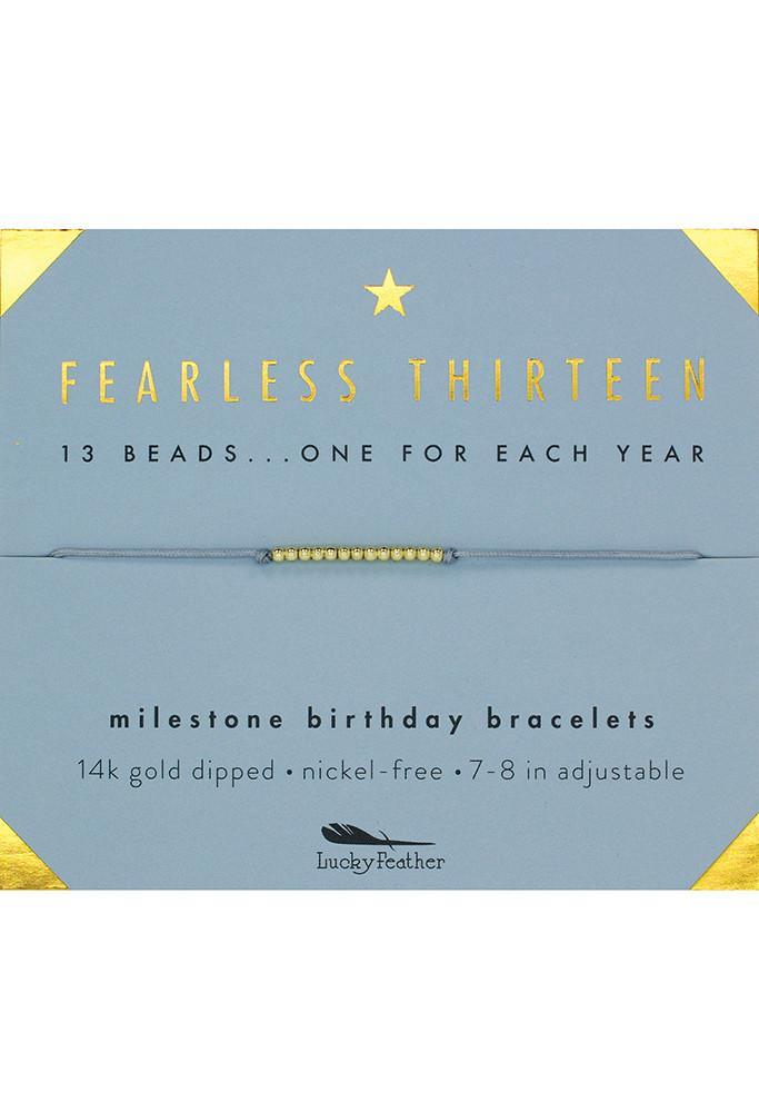 Lucky Feather Bracelet Birthday Milestone Bracelet - Fearless Thirteen