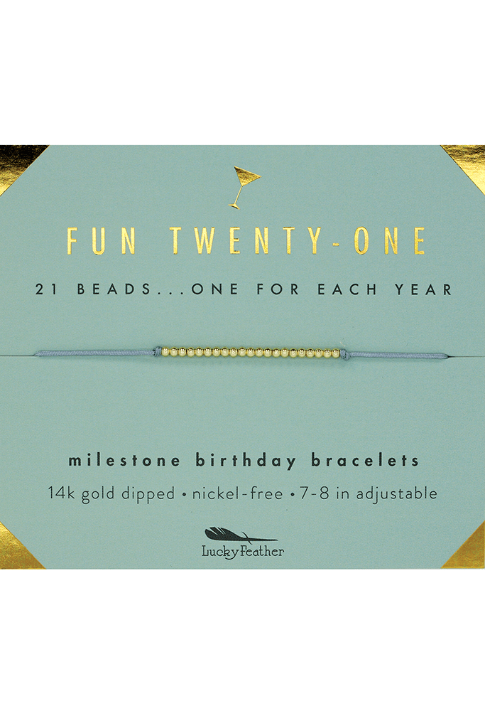Lucky Feather Bracelet Birthday Milestone Bracelet - Fun Twenty-One
