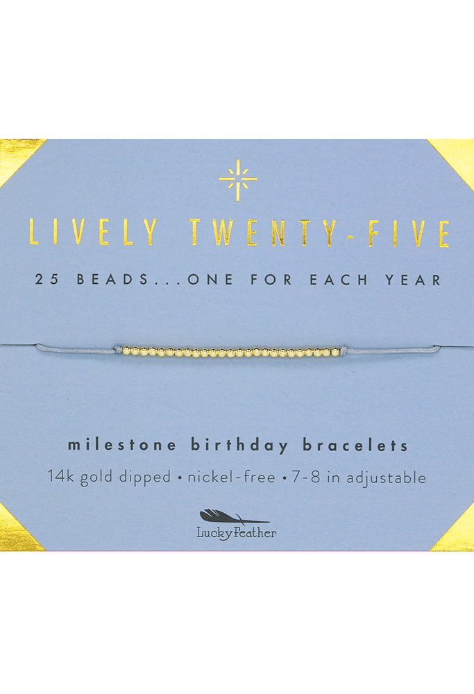 Lucky Feather Bracelet Birthday Milestone Bracelet - Lively Twenty-Five
