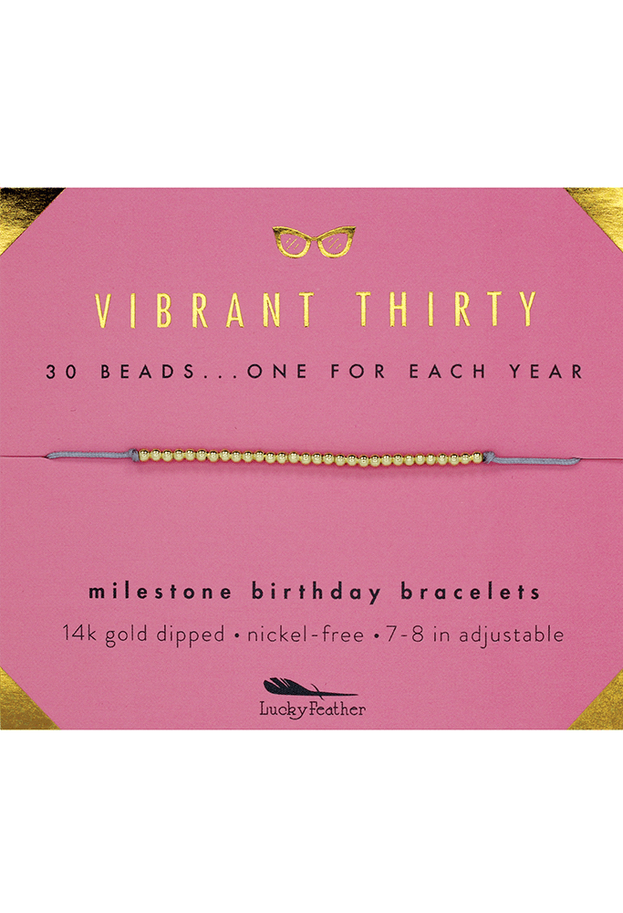 Lucky Feather Bracelet Birthday Milestone Bracelet - Vibrant Thirty