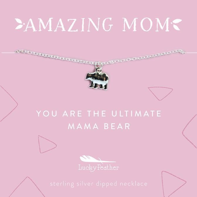 Lucky Feather Necklace Amazing Mom Necklace - Mama Bear