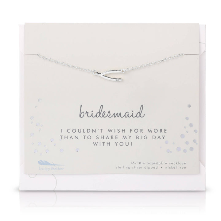 Lucky Feather Necklace Best Day Ever Necklace + Card/Env - Bridesmaid