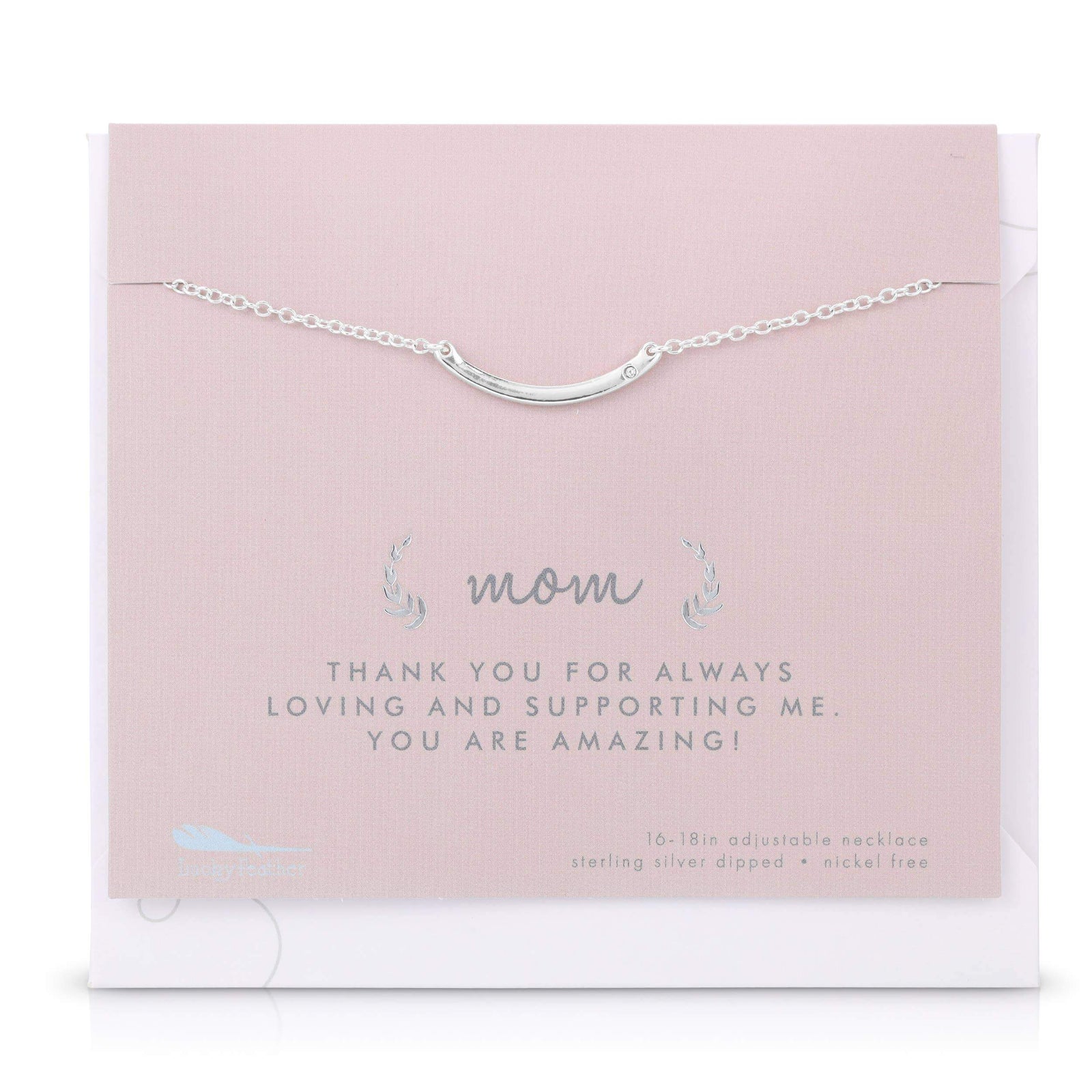 Lucky Feather Necklace Best Day Ever Necklace + Card/Env - Mother of Bride