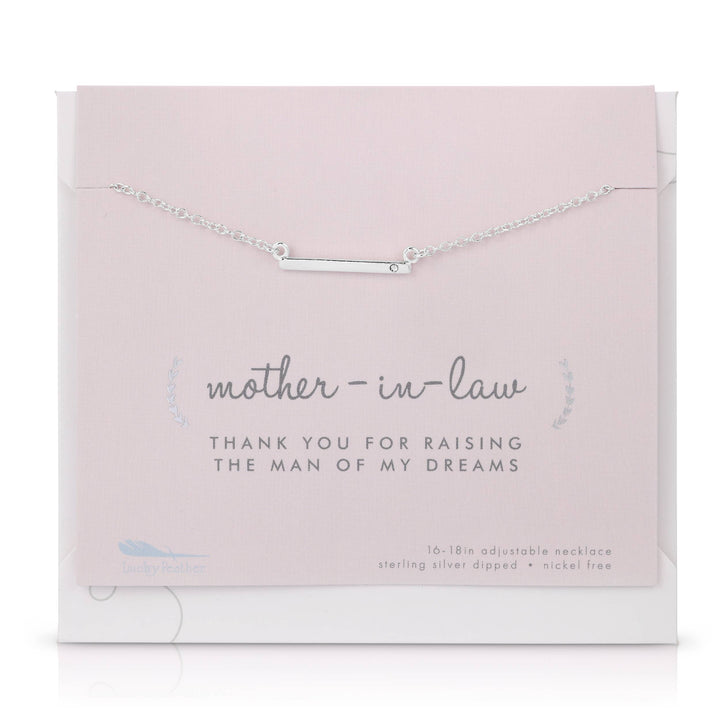 Lucky Feather Necklace Best Day Ever Necklace + Card/Env - Mother of Groom