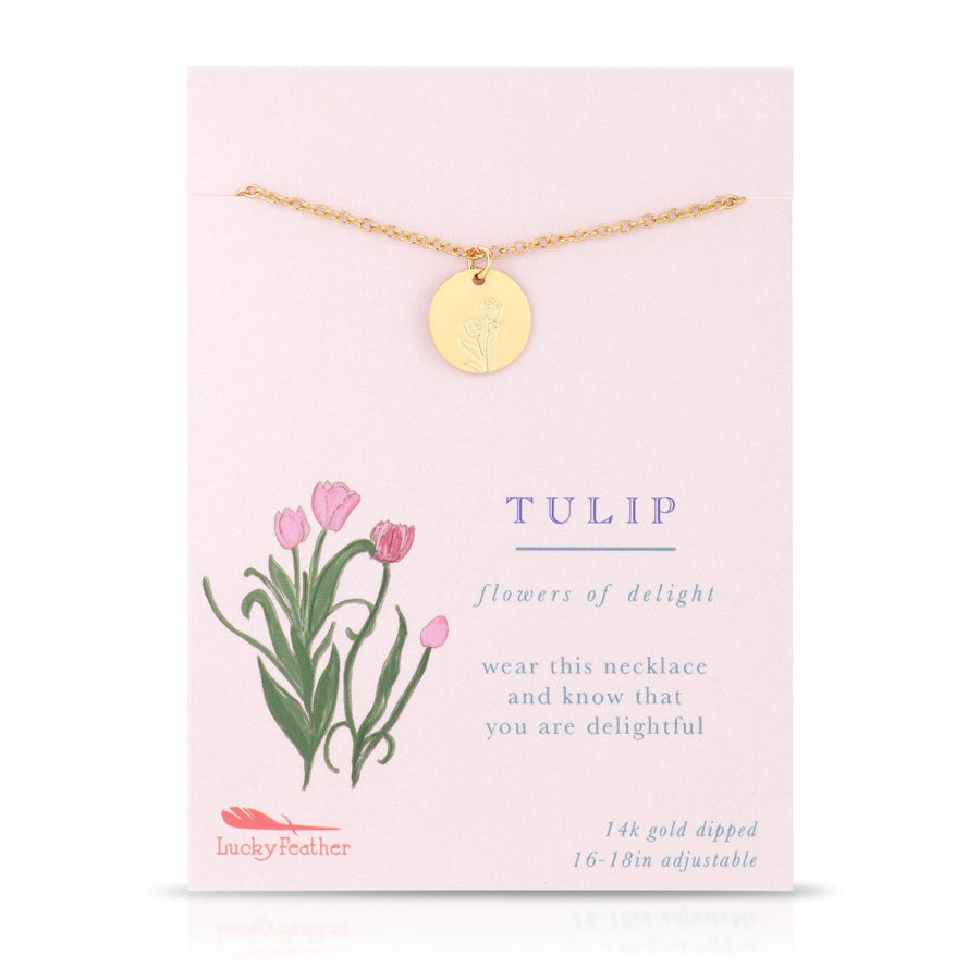 Lucky Feather Necklace Botanical Necklace - Tulip
