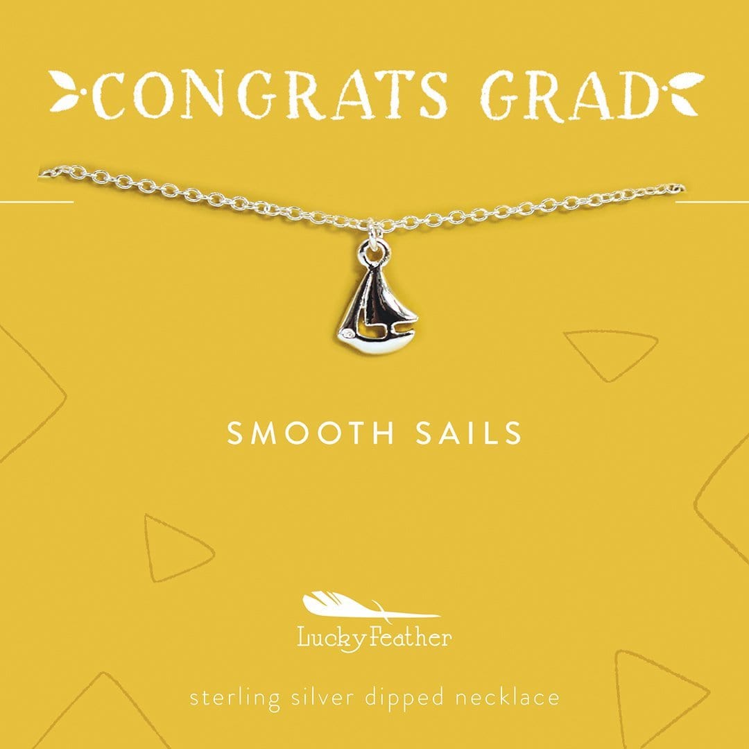 Lucky Feather Necklace Congrats Grad - Smooth Sails Necklace