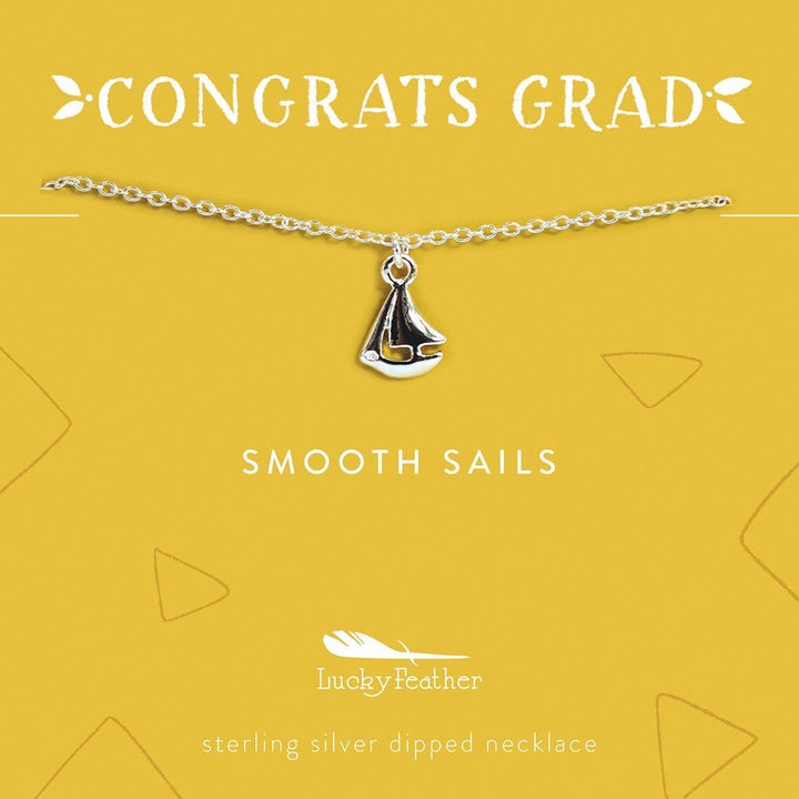Lucky Feather Necklace Congrats Grad - Smooth Sails Necklace