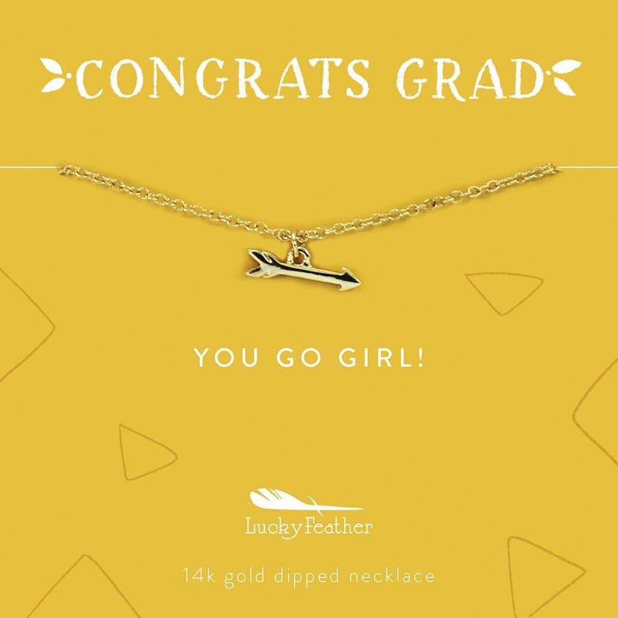 Lucky Feather Necklace Congrats Grad - You Go Girl! Necklace