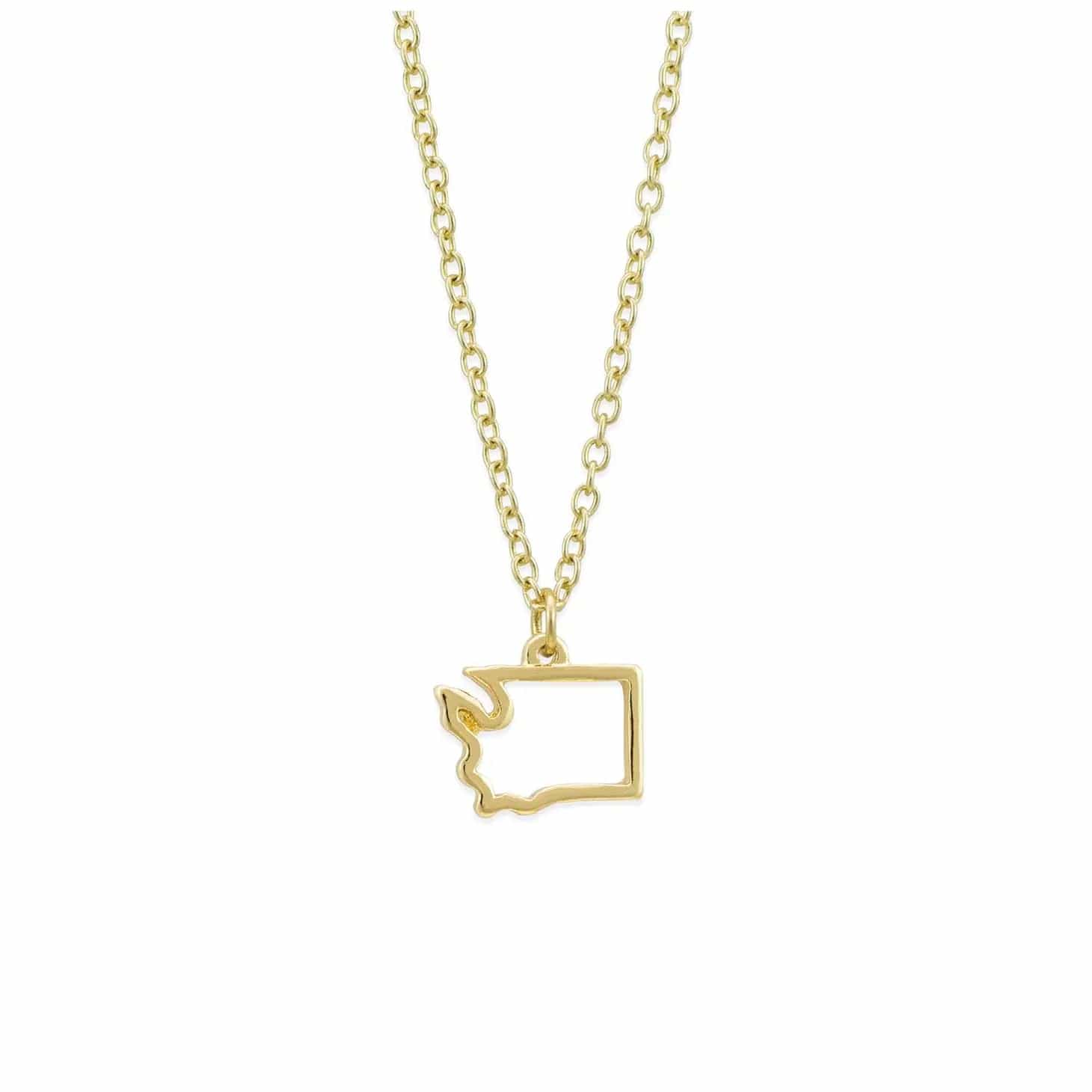 Lucky Feather Necklace State Necklace - Gold - Washington