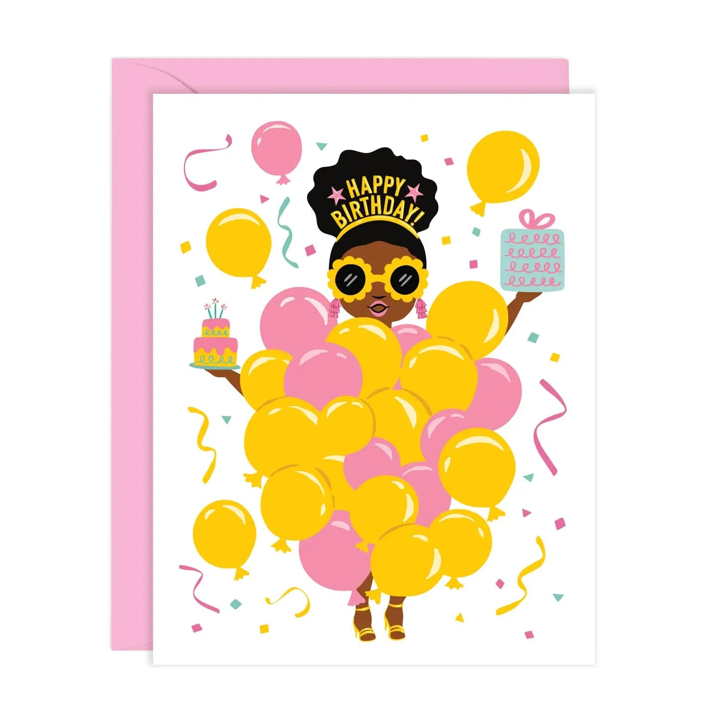 Lucy Loves Paper Card Balloon Lady Birthday Card