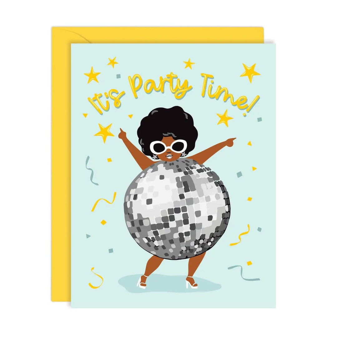 Lucy Loves Paper Card Disco Ball Lady Party Card