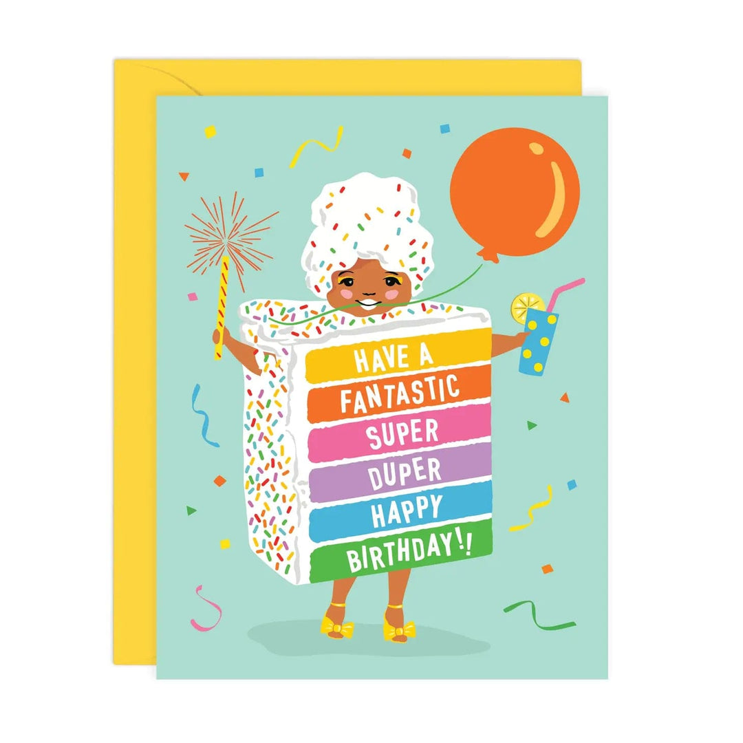 Lucy Loves Paper Card Rainbow Cake Girl Birthday Card