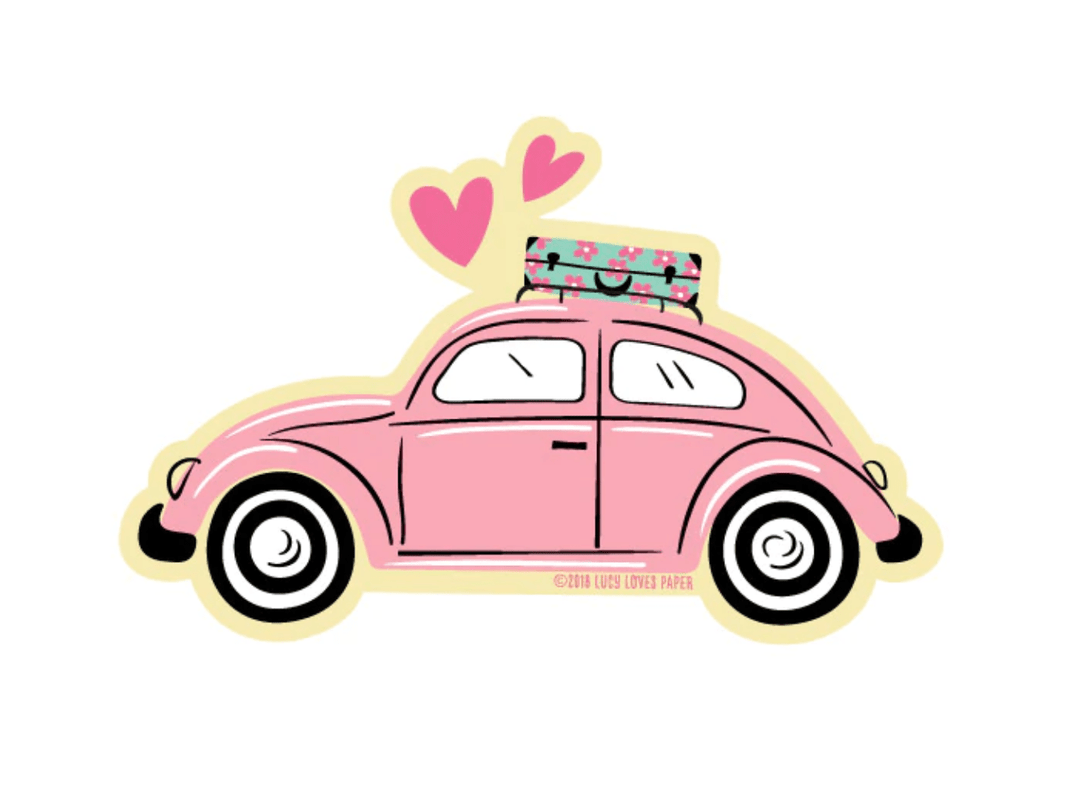 Lucy Loves Paper Sticker Pink Love Car Trip Sticker
