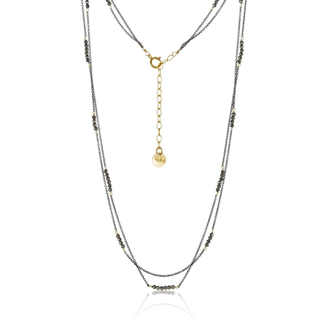 Mabel Chong Necklace Pyrite Gold Filled & Oxidized Silver Double Strand II