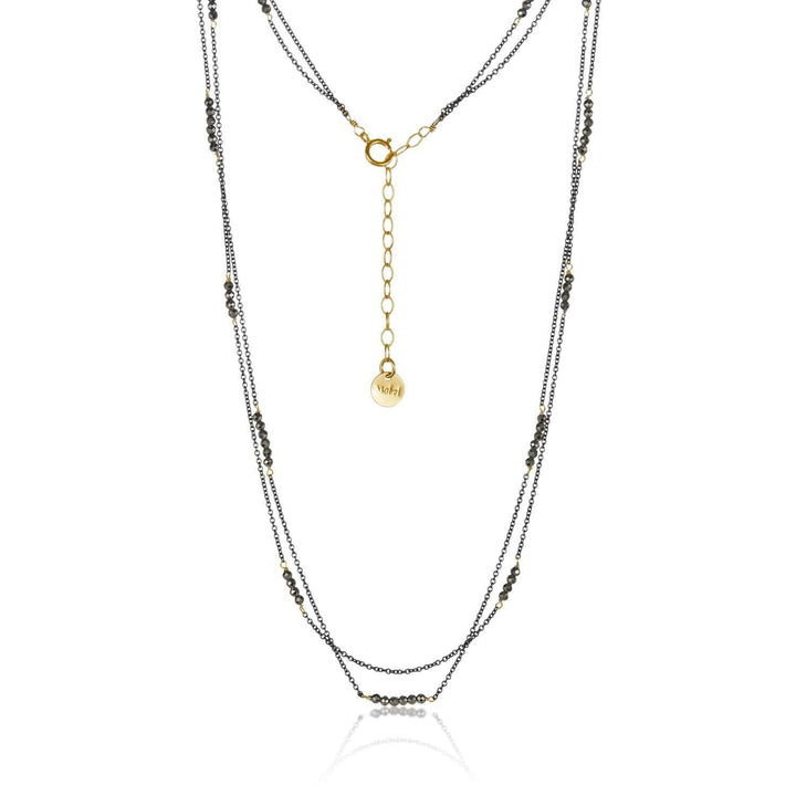 Mabel Chong Necklace Pyrite Gold Filled & Oxidized Silver Double Strand II