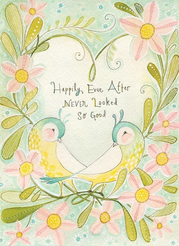 Madison Park Greetings Single Card Happily Ever After, Lovebirds Greeting Card