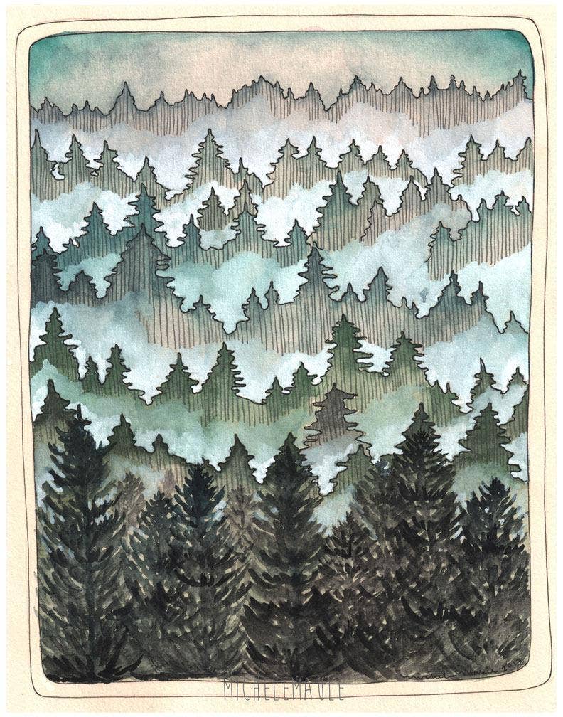 michele maule Art Print 11'' x 14" Northwest Forest Art Print